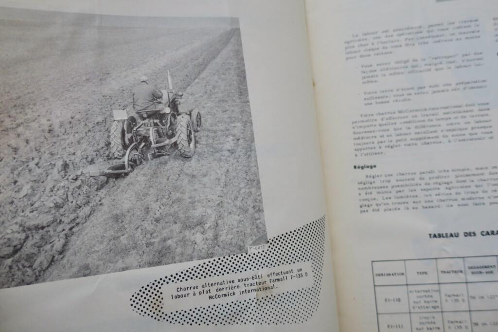 Maintenance and catalogues for Mc Cormick plows