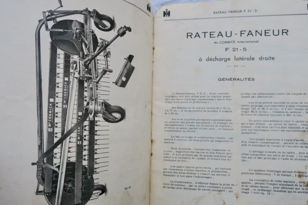 Mc Cormick RATEAU FANEUR livrets d&rsquo;entretien