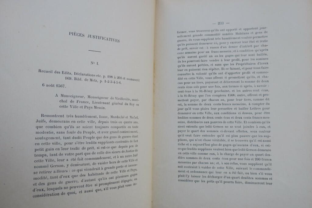 METZ la condition des juifs de Metz sous l&rsquo;ancien régime 1903