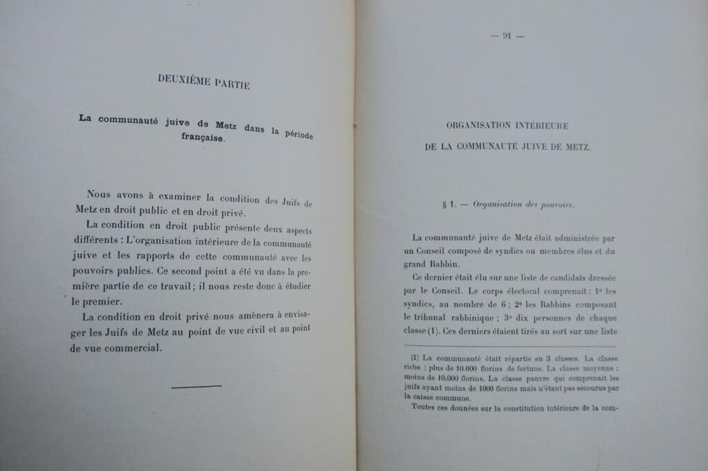 METZ la condition des juifs de Metz sous l&rsquo;ancien régime 1903