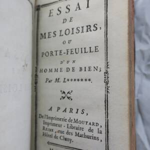 Mini-Essai Von Meinen Freuden Oder Portemonnaie Eines Wohlerzogenen Mannes 1780