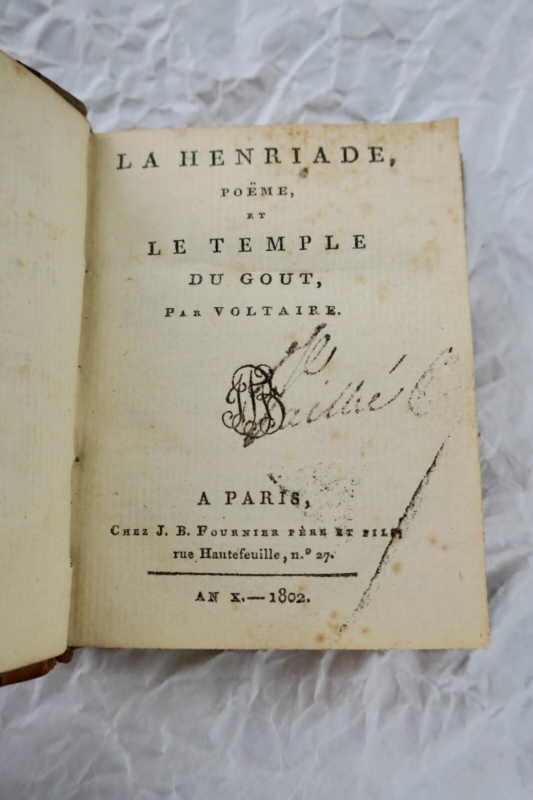 Poem by Voltaire<span class="lla-card-orig-wrap"><span class="lla-card-orig">❦ mini la henriade poème 1802</span></span> - La Librairie Antique