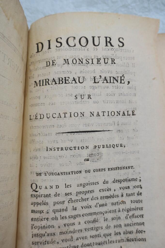 Mirabeau Speech by Monsieur Mirabeau the Elder on National Education 1791