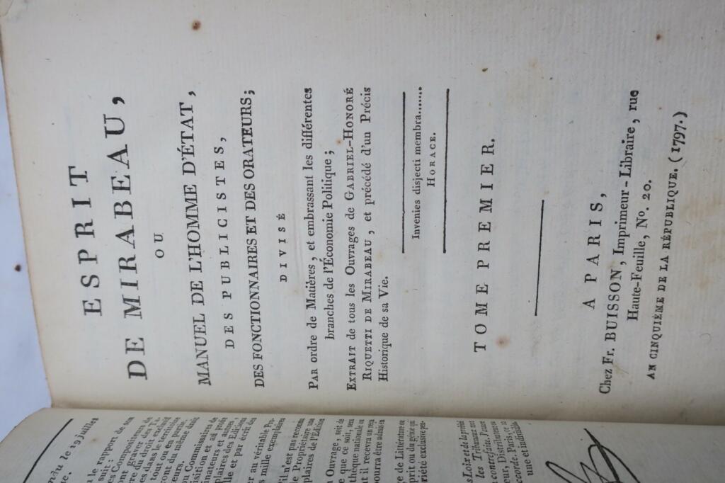 Mirabeau Esprit de Mirabeau oder Handbuch für den Staatsmann 1797