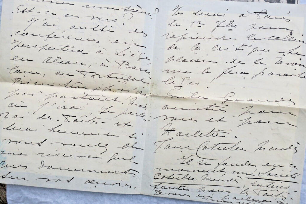 Mme CATULLE-MENDES lettres autographes manuscrites & signées