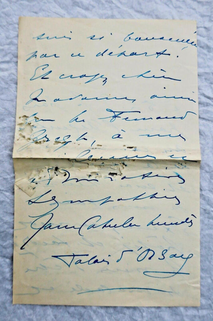 Autographe Briefe von Mme CATULLE-MENDES