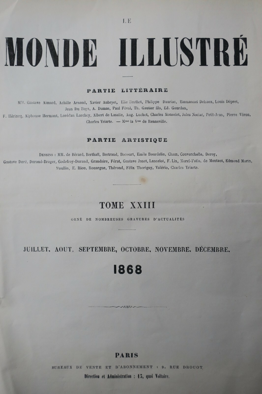 Monde illustré, journal hebdomadaire. Tome XXIII, second semestre 1868 - La Librairie Antique