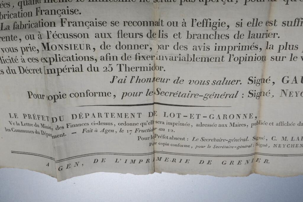 Finance Minister Official Document Lot-et-Garonne 1804