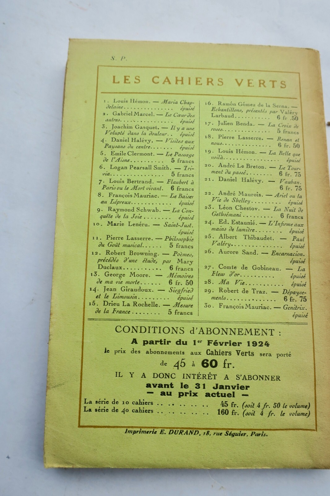 Ein Blick in ein historisches Paradies<span class="lla-card-orig-wrap"><span class="lla-card-orig">❦ MONTHERLANT Première Olympique. Le Paradis à l’ombre des épées S.P.</span></span> - La Librairie Antique