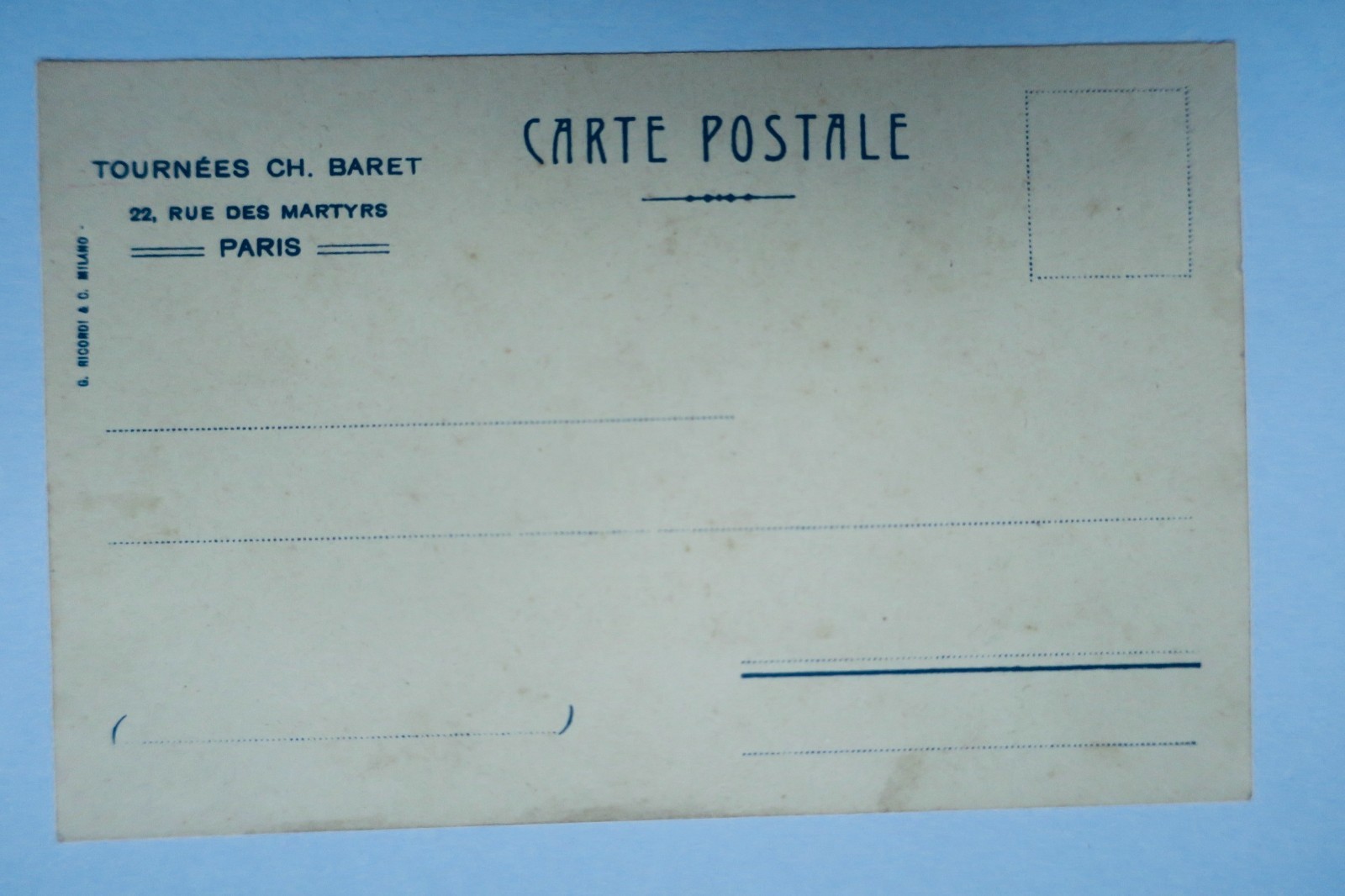 Montmartre Ch. Baret Impresario, Tournée Raffles Rue des Martyrs Gentilhomme.. - La Librairie Antique
