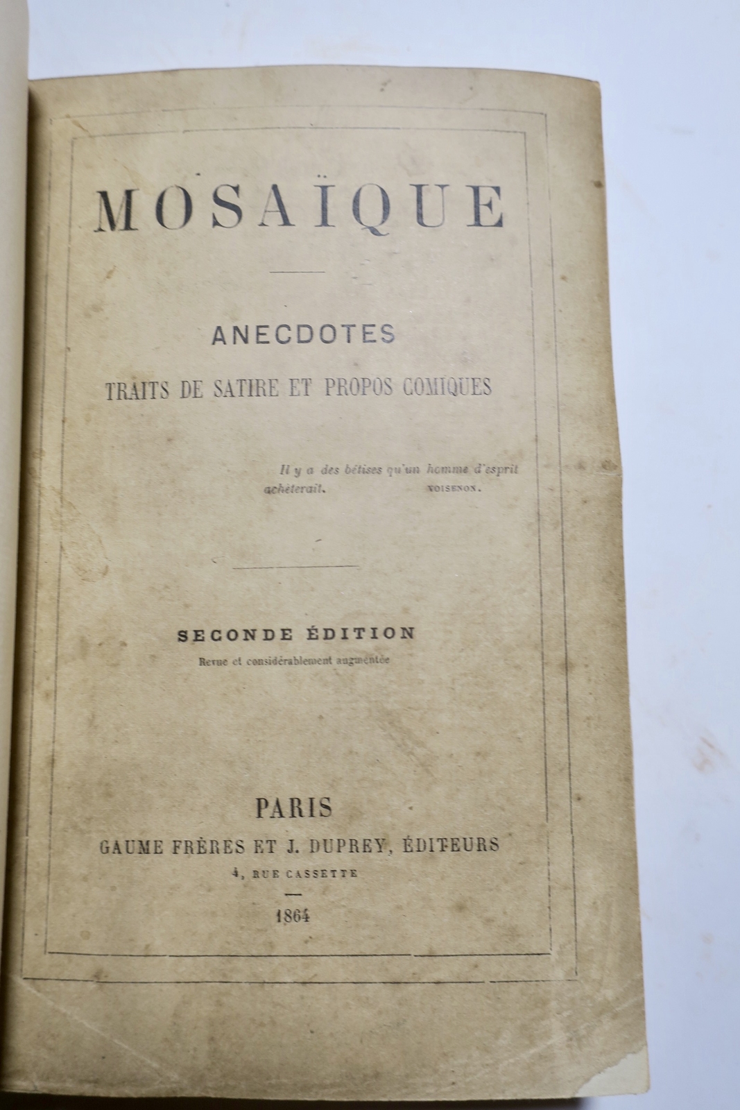 Antique amusements from 1864<span class="lla-card-orig-wrap"><span class="lla-card-orig">❦ Mosaïque – Amusettes vieilles et nouvelles 1864</span></span> - La Librairie Antique