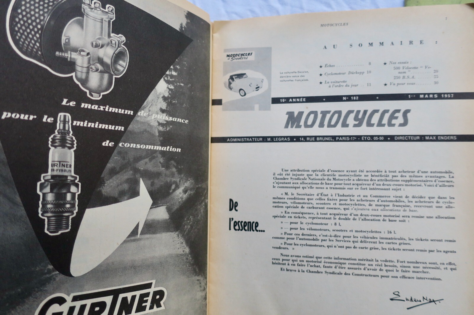 MOTOCYCLES... & Scooters cyclomoteurs 1950..1958 – Image 9