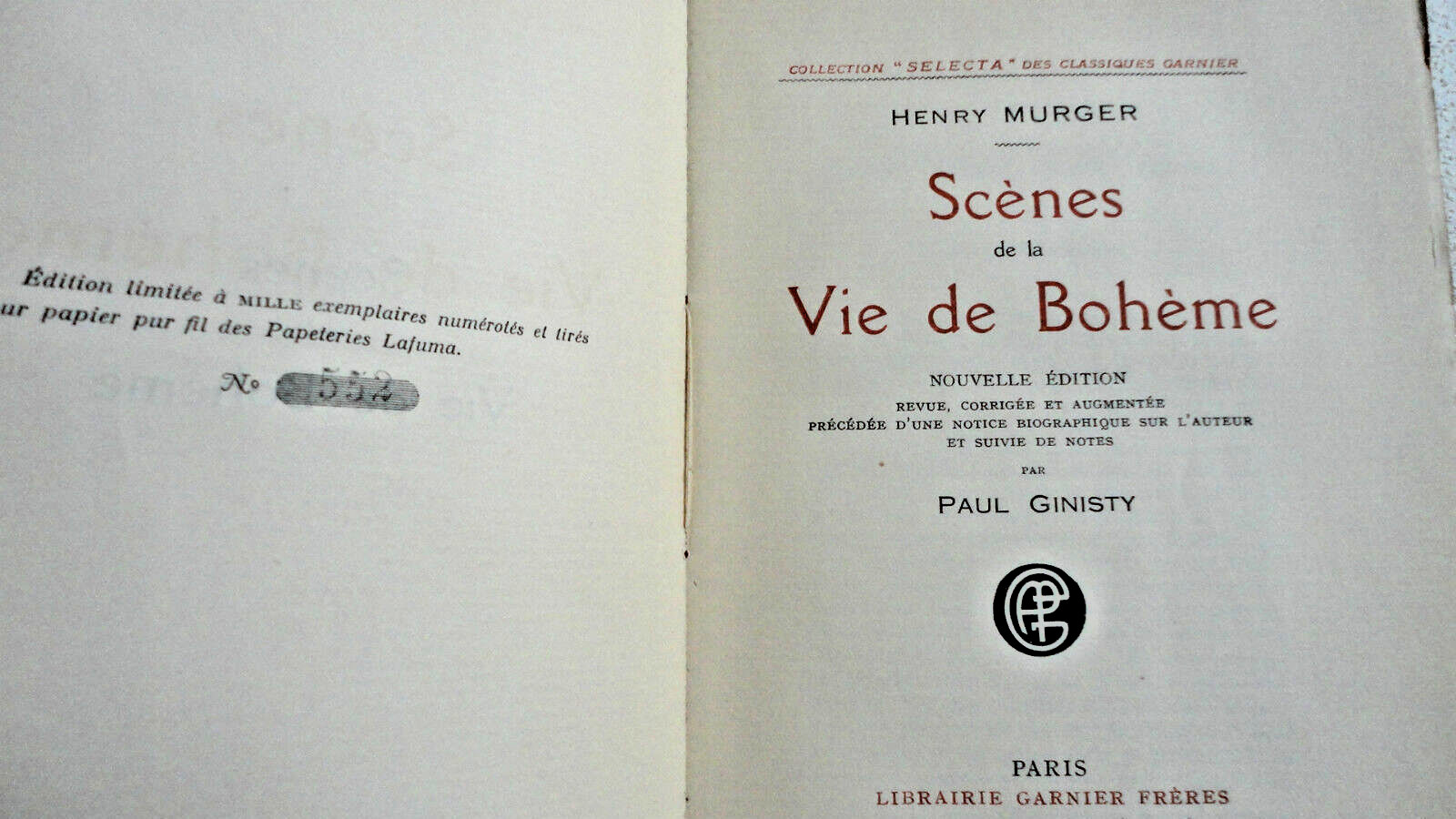 MURGER H. Scenes De La Vie De Bohème ex sur Lafuma - La Librairie Antique