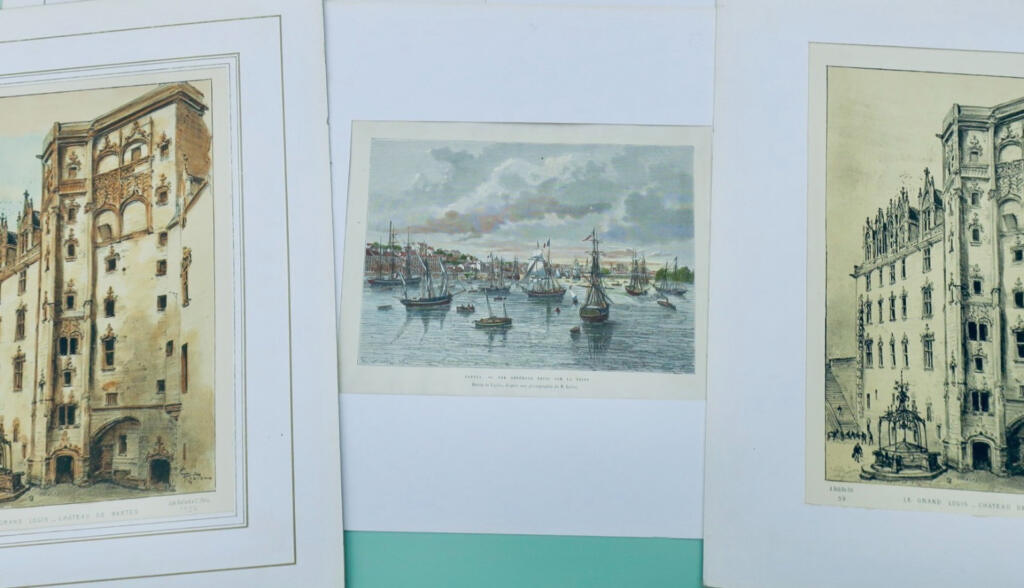Nantes 3 gravures sur acier rehaussées en couleurs