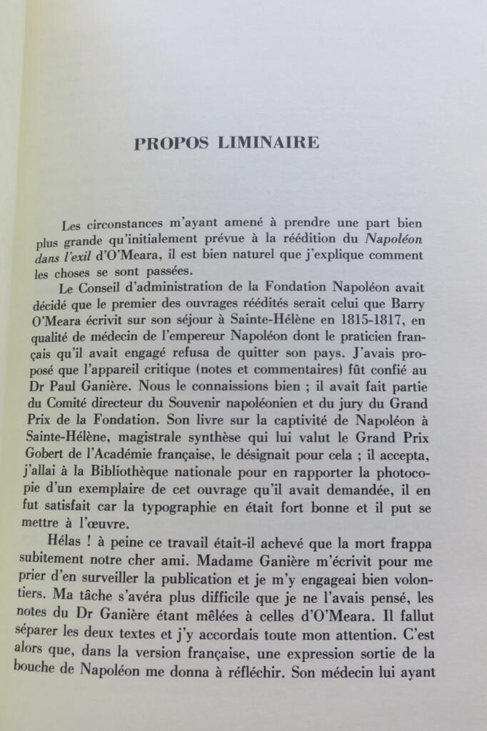NAPOLEON O’MEARA (Barry E.) Napoléon dans l’exil. Index, bibliographie