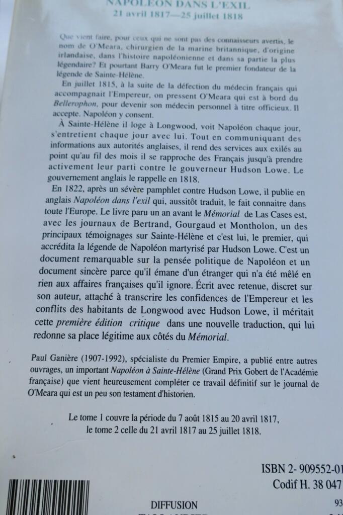 NAPOLEON O’MEARA (Barry E.) Napoléon dans l’exil. Index, bibliographie