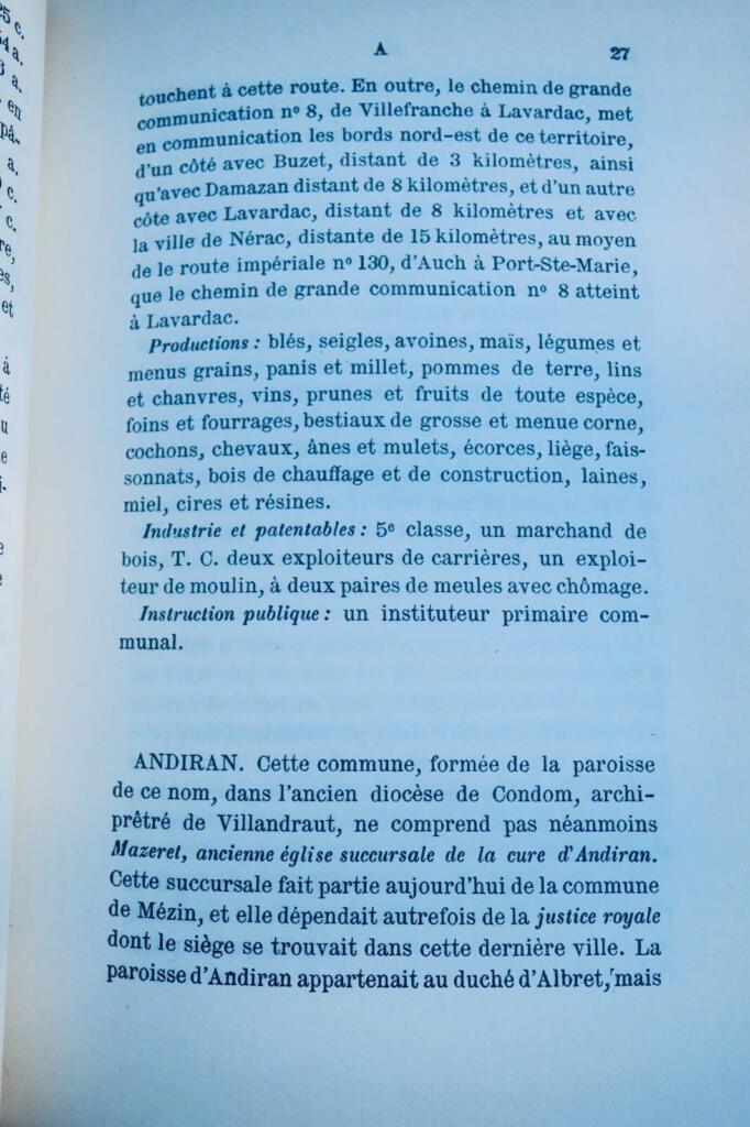 Geographic, historical and archaeological dictionary of Nérac district