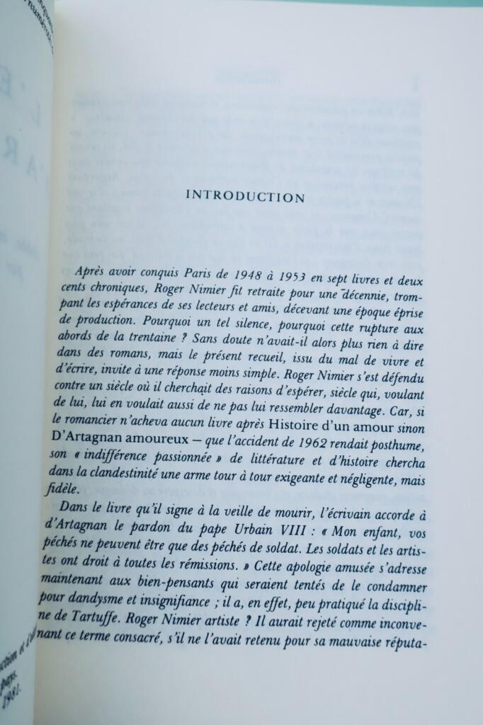 NIMIER, Roger. L&rsquo;élève d&rsquo;Aristote 1981