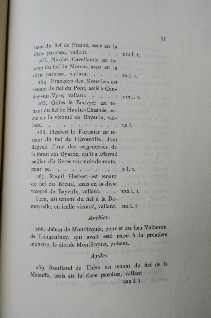 Normandie Militärrolle 1552 Bailliage Caen