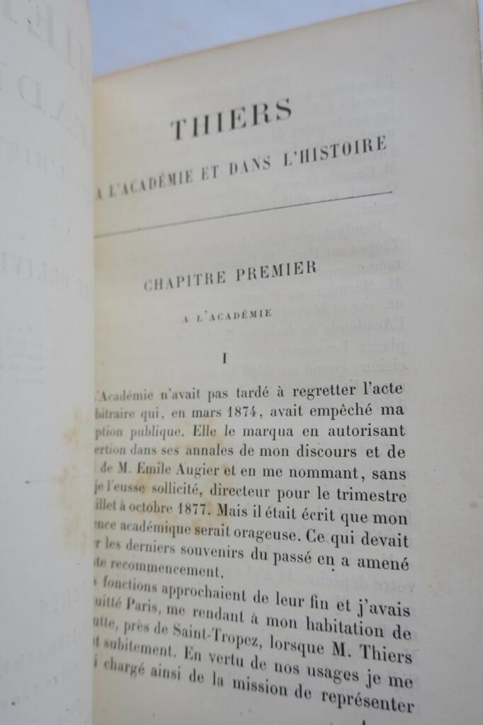OLLIVIER Thiers à l’académie et dans l’histoire 1879