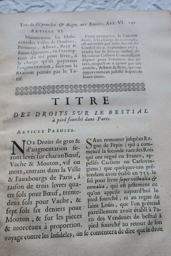 Regulations of Louis XIV (1720-1727)