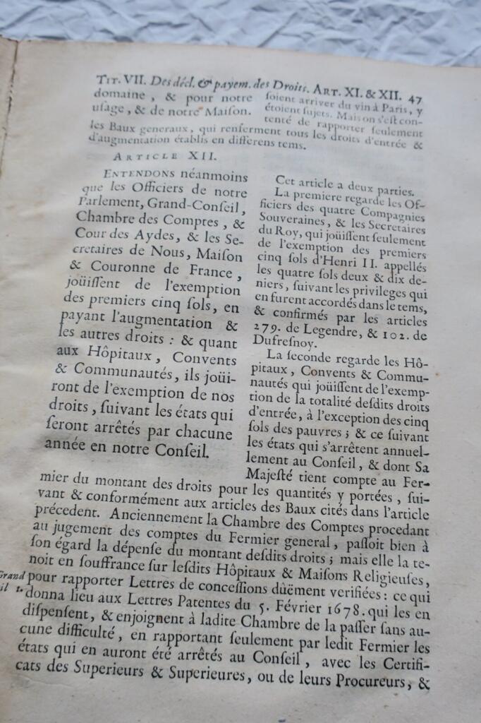 Regulations of Louis XIV (1720-1727)