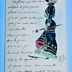 Dessin d'amour original dessiné à la main en couleur 1901