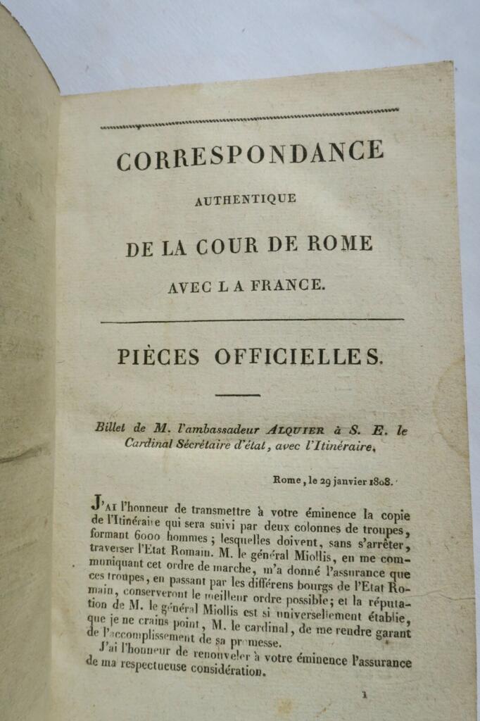 Authentische Päpstliche Korrespondenz mit Frankreich 1814