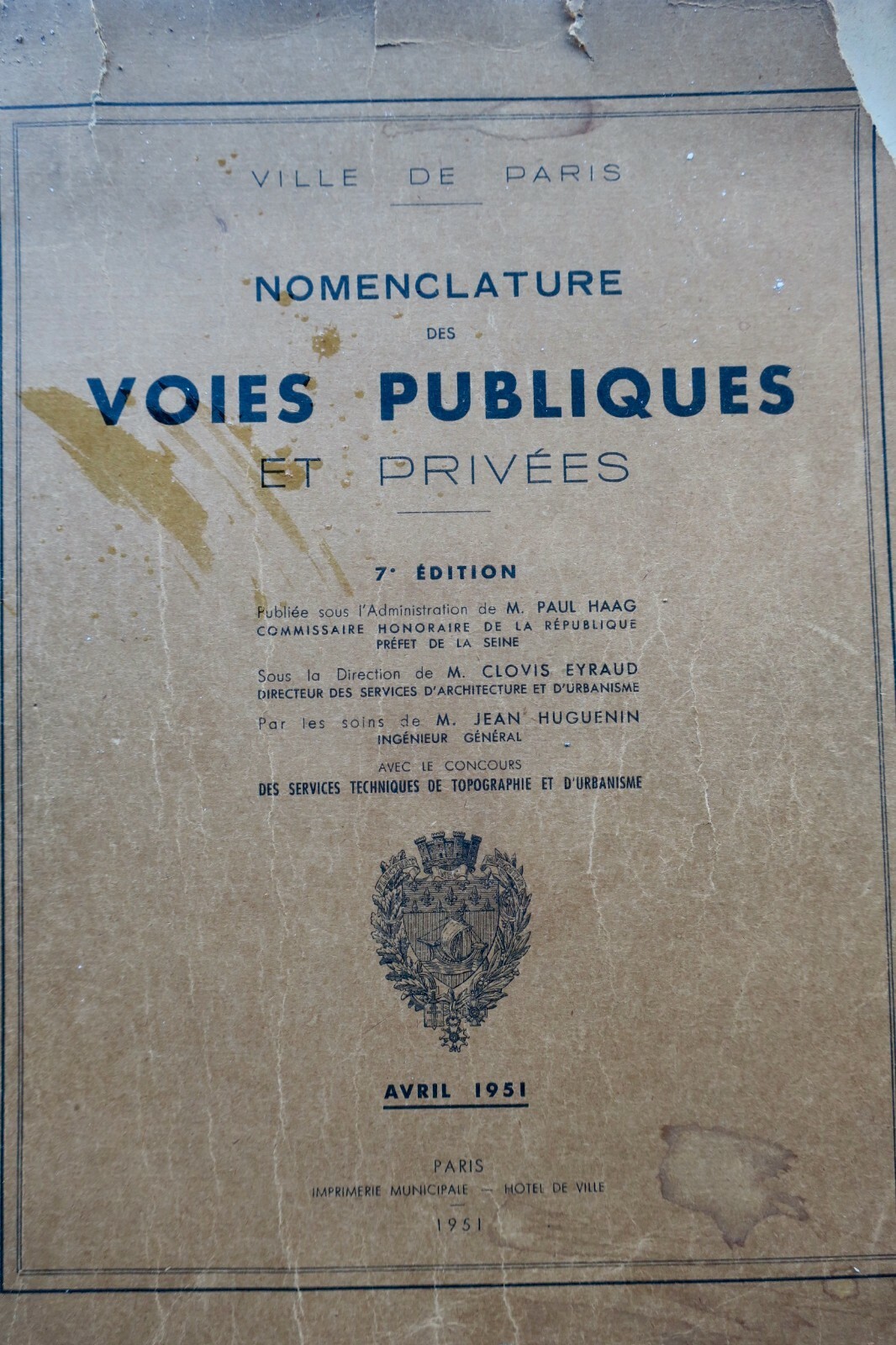 Paris Nomenclature Of Public And Private Roads By The City Of Paris 1951