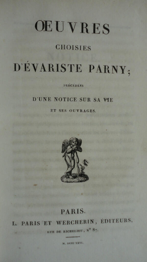 PARNY Oeuvres choisies d’Evariste Parny 1826