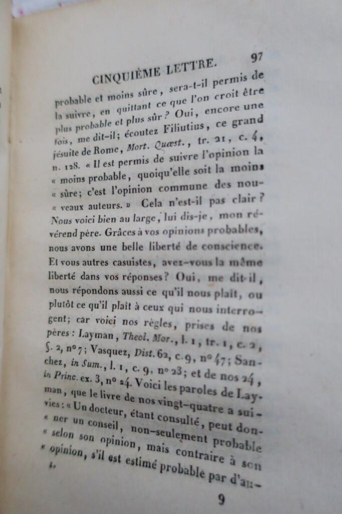 Pascal B. Les provinciales, ou lettres de Louis de Montalte 1820