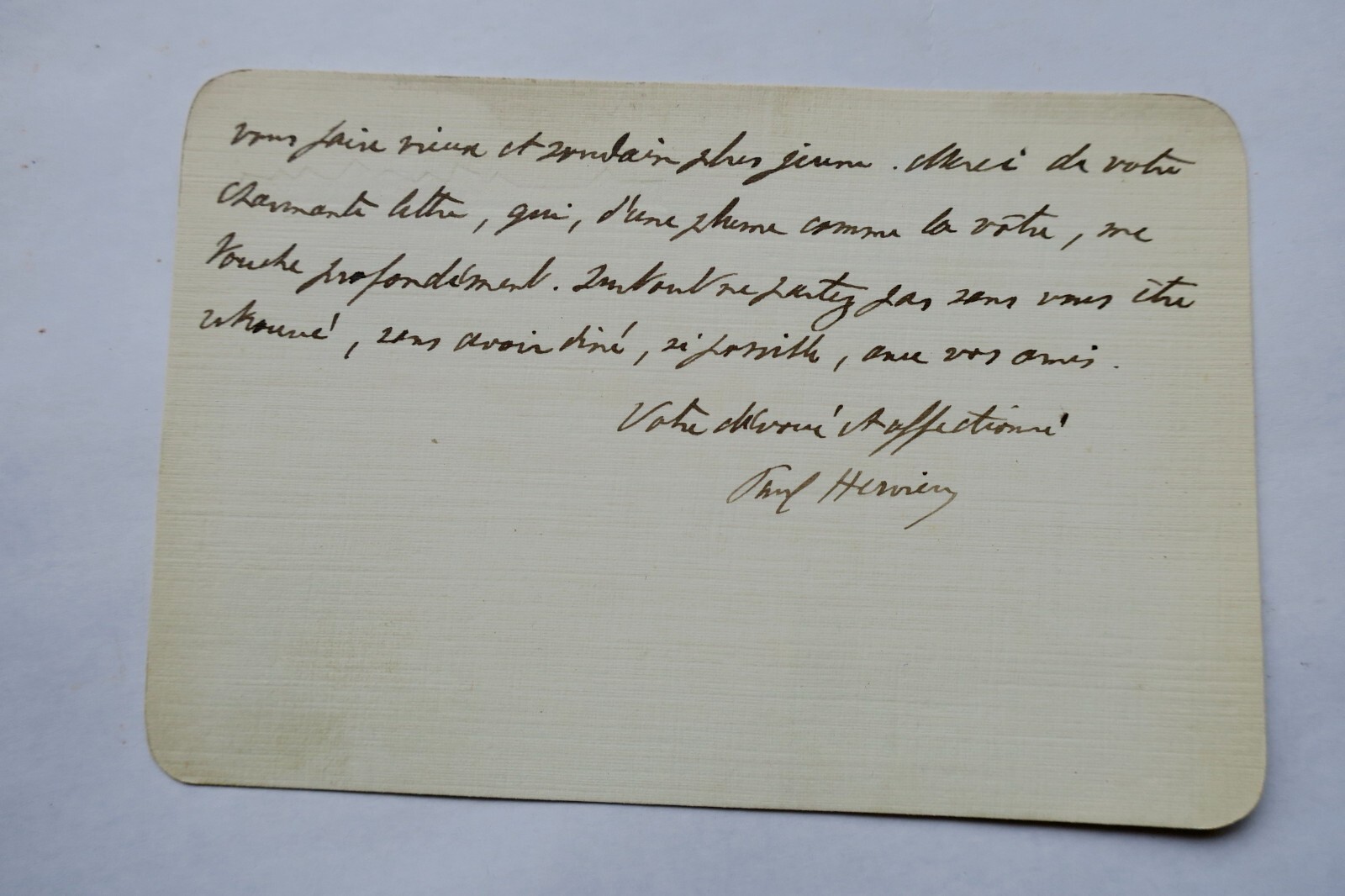 Paul hervieu carte autographe manuscrite & signée - La Librairie Antique