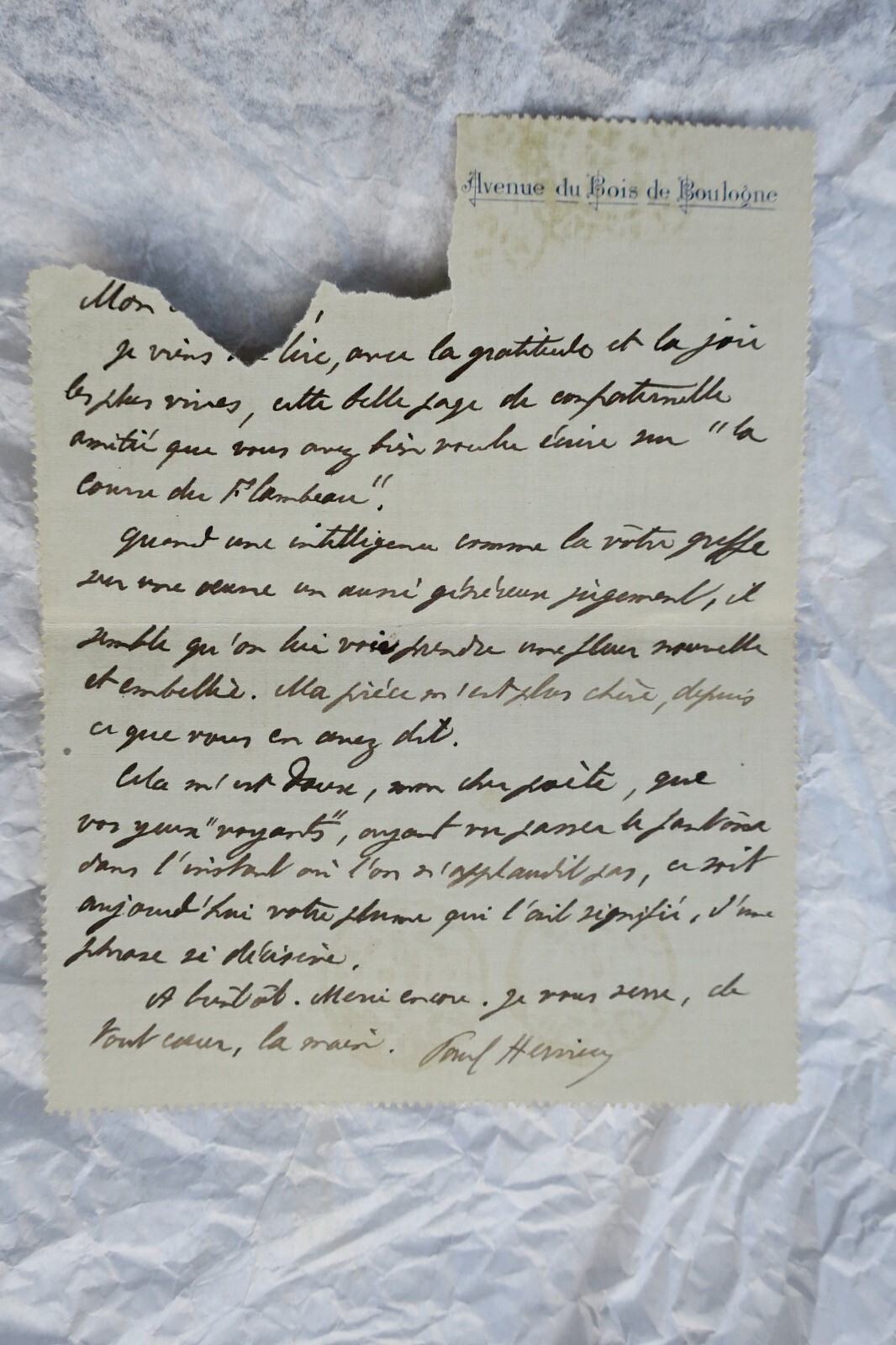 PAUL HERVIEU lettres & cartes autographes manuscrites & signées – Image 6