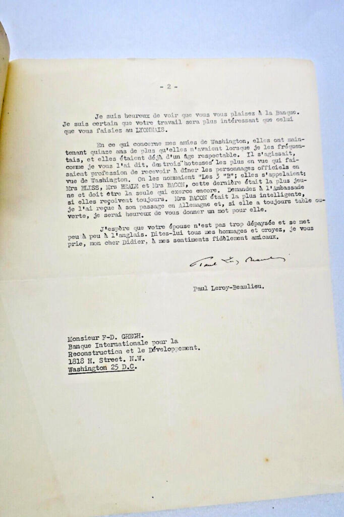 Signed Letter from Paul LEROY-BEAULIEU