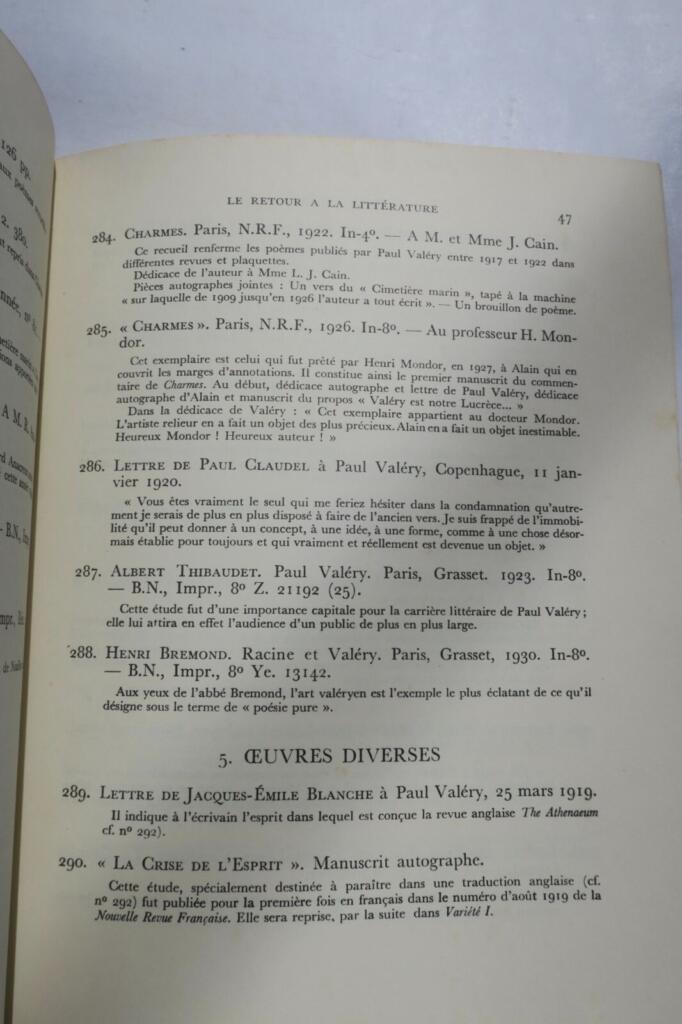 VALÉRY展览目录 - 国家图书馆1956年