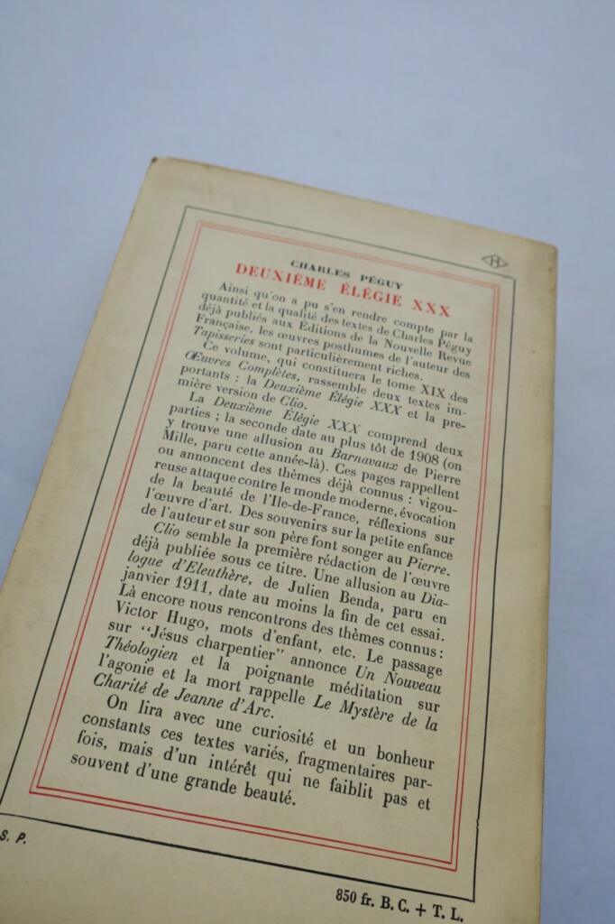 PÉGUY (Charles). Deuxième élégie XXX S.P.
