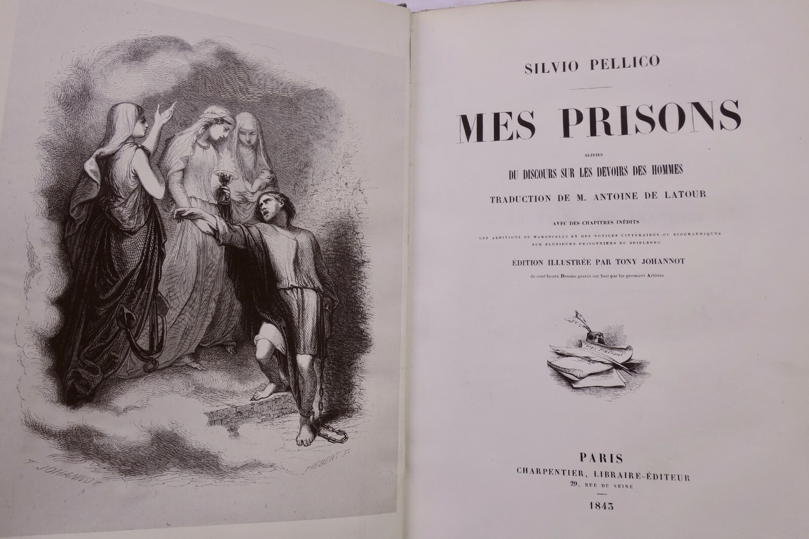 Pellico Mes prisons. Suivies du discours sur les devoirs des hommes EO 1843 - Image 3