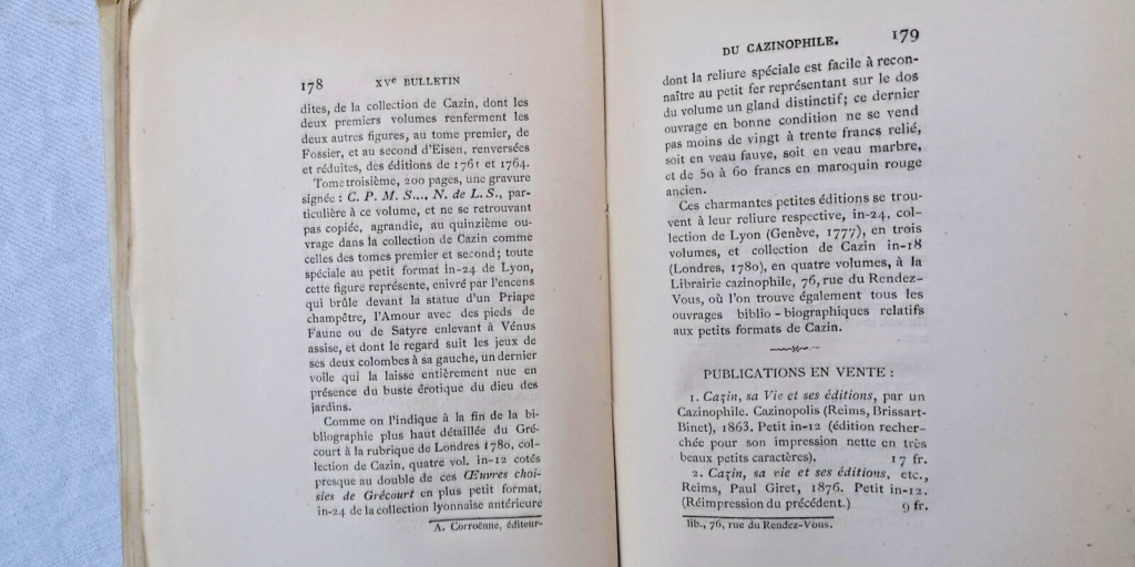 PÉRIODE INITIALE DU PETIT FORMAT A VIGNETTES ET FIGURES COLLECTION CAZIN