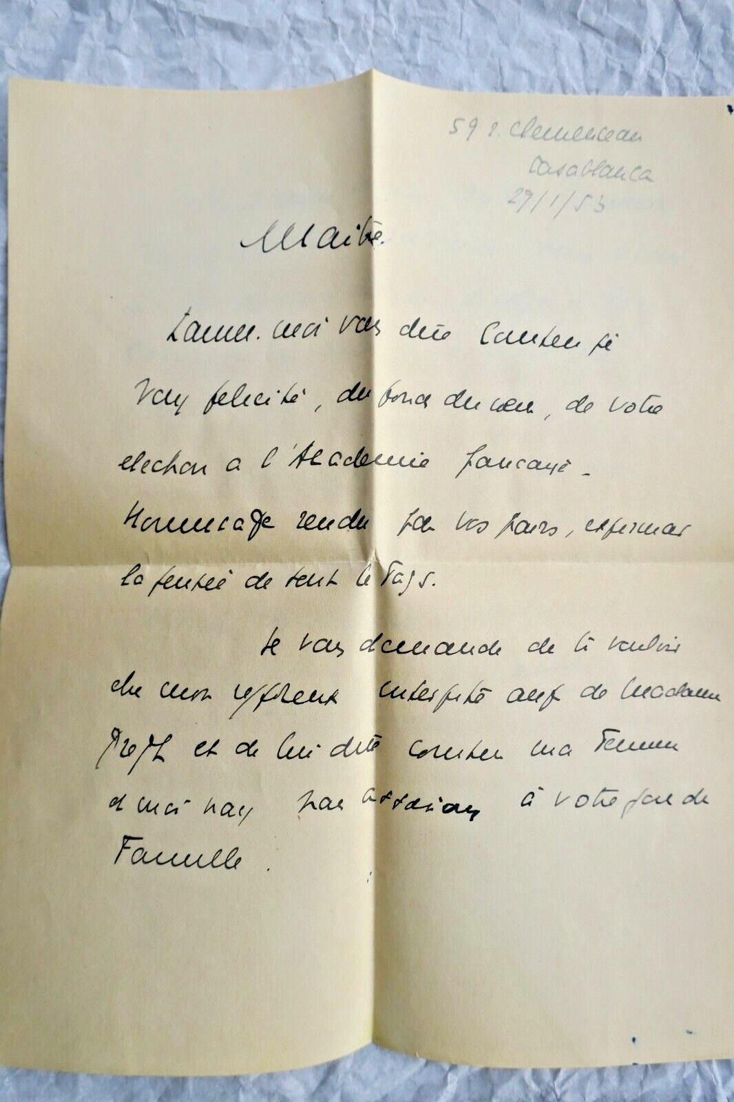 Pierre Lyautey belle lettre autographe manuscrite - La Librairie Antique