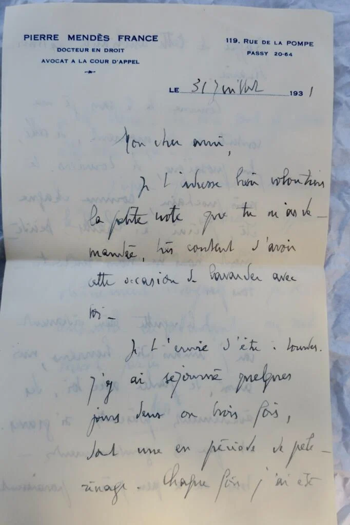 ピエール・メンデス=フランスの自筆署名書簡