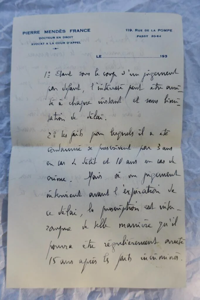 ピエール・メンデス=フランスの自筆署名書簡