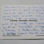 Autographierte Postkarte von Pierre Mendès France