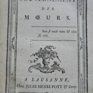 POLIER DE SAINT-GERMAIN Du Gouvernement, des Moeurs. 1784