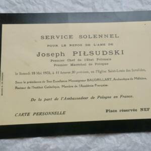 Pologne PILSUDSKI faire part de décès 1935