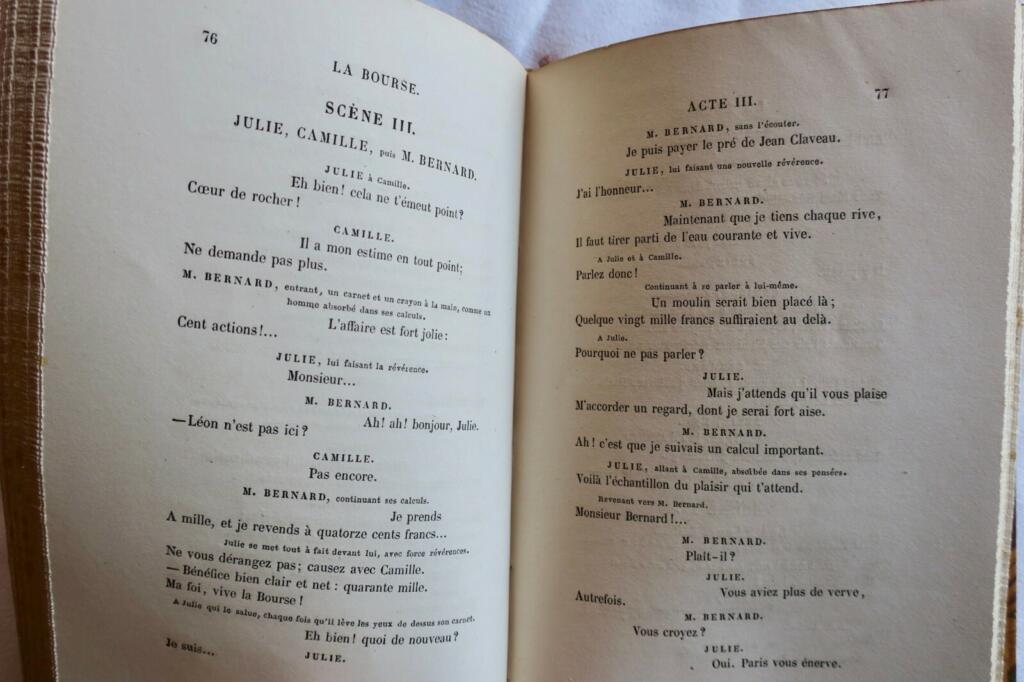 PONSARD La Bourse. Comédie en cinq actes en vers. 1856