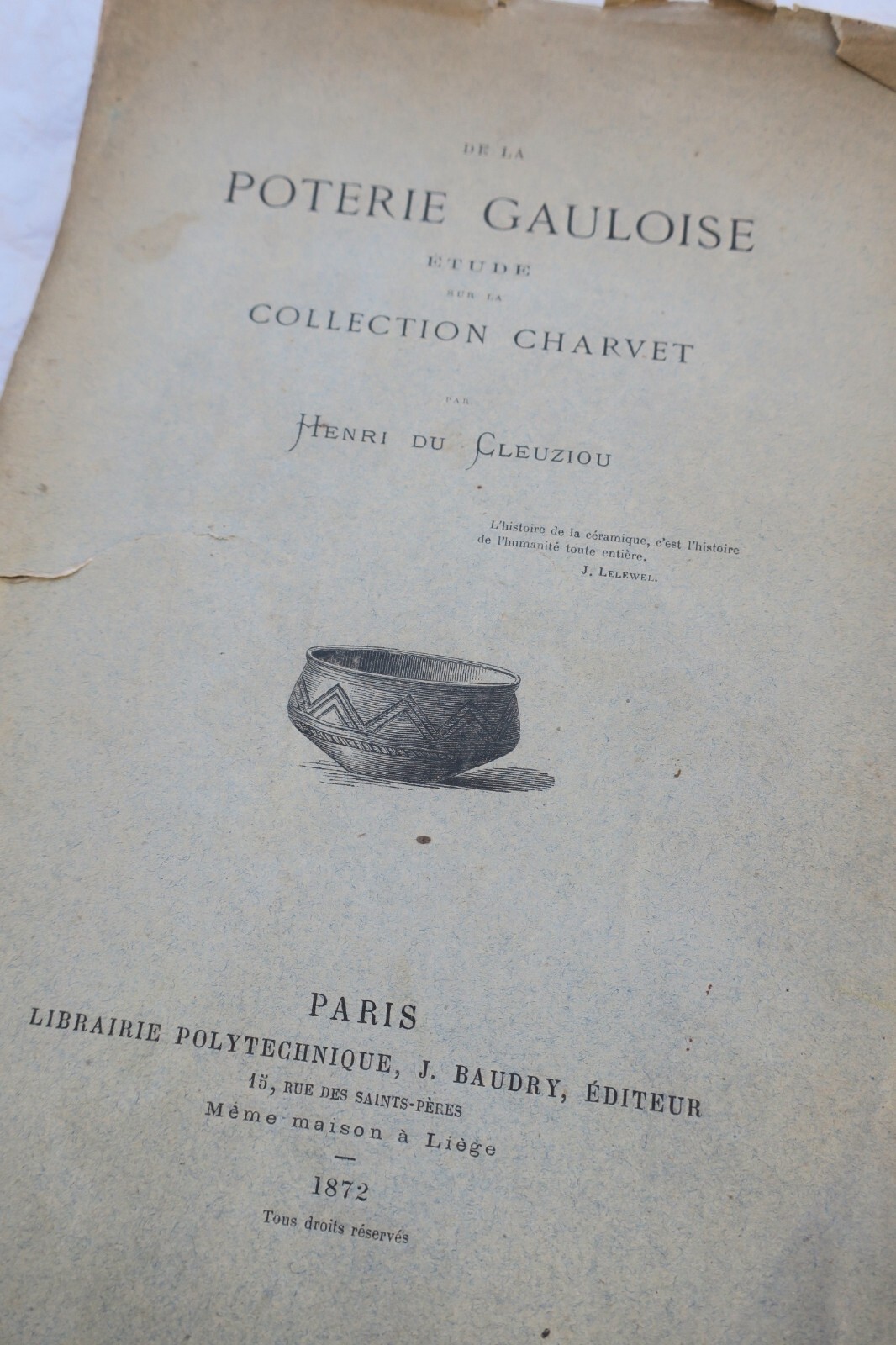 高卢陶器研究<span class="lla-card-orig-wrap"><span class="lla-card-orig">❦ POTERIE GAULOISE – ETUDE SUR LA COLLECTION CHARVET 1872</span></span> - La Librairie Antique