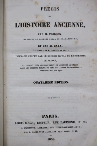 Ancient History Compendium<span class="lla-card-orig-wrap"><span class="lla-card-orig">❦ PRECIS DE L’HISTOIRE ANCIENNE 1838</span></span> - La Librairie Antique