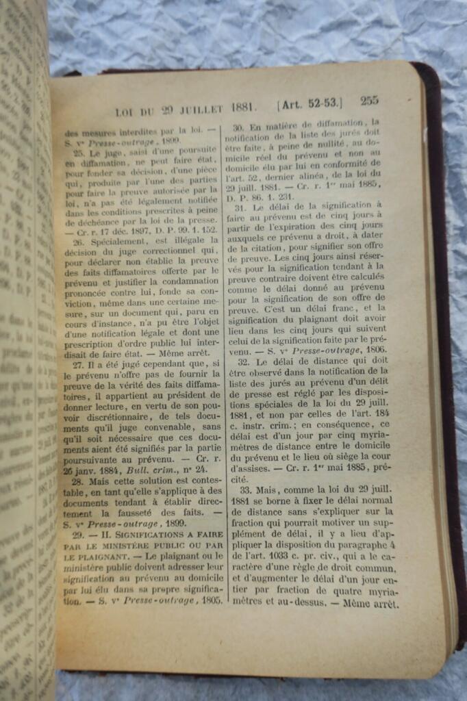 Französischer Pressecodex 1911