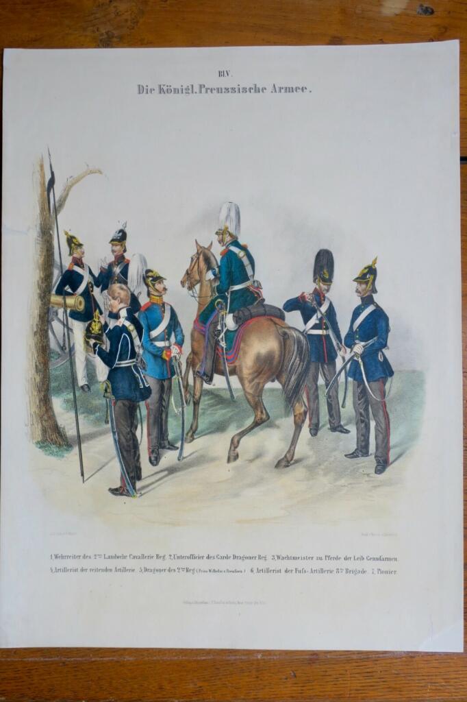 Prusse Die Königl. Preussische Armee 5 x lith. en couleur 30 x 40 cm