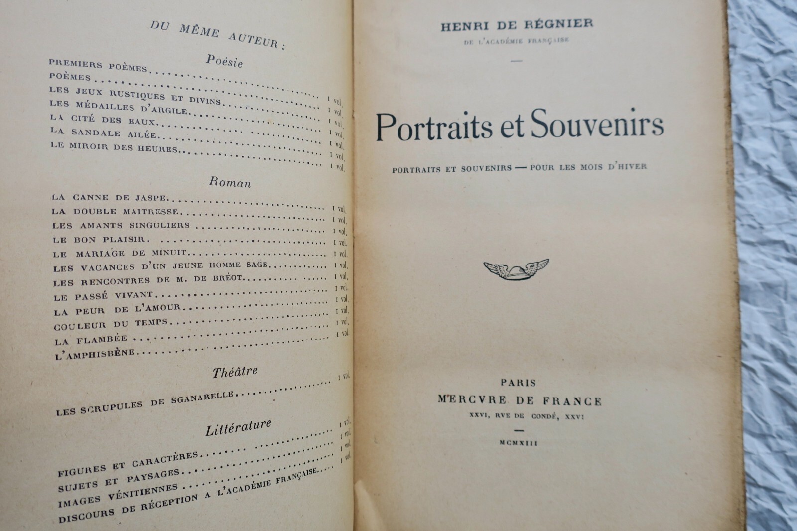 Régnier Portraits et souvenirs…1913 - La Librairie Antique